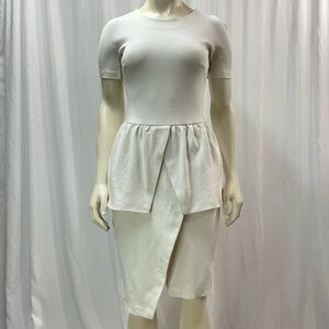 Willow Asymmetrical Peplum Dress, Off White Size 4